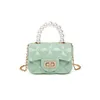 PVC Girls Handbag Mini Jelly Purse Small Children Crossbody Bag Summer Candy Color Pearl Ladies Hand Bags Evening Cluth Bag