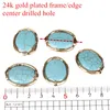 Ovaal blauw huile semi -kostbare stenen kralen Brutale handgemaakt gouden frame hanger choker ketting voor vrouwelijke man chokers