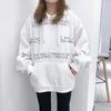 Harajuku Hoodies Autumn Women Fashion Letter Printing Hooded Sweatshirt Long-sleeved Casual Loose Pullover Tops Streetwear 210422