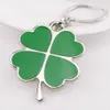 100pcs Party Favor Stainless Steel Green Leaf Keychain Lucky Keychains Jewelry Four Leaves Clover Metal Luck Keyring Cute Key Holder DHL