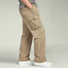 Летняя мужская высокая талия брюки упругих плюс размер одежда 6xL грузовые брюки мужчины много карманов свободно рабочие брюки мужские прямые брюки 210518