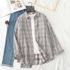 HSA Plaid Women Blouse Casual Turn Down Collar Thick Ladies Vintage Chic Clothing Long Sleeve Button Shirt Tops 210417