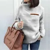 Kvinna Höst Vinter Tjockad Solid Färg Tröjor Zipper High Neck Warm Fluffy Casual Sweater Plus Size Fashion Pullover 210922