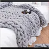 Filtar Textilier Garden Drop Delivery 2021 Chenille Chunky Weaving Mat Throw Chorest Warm Garn Sticked Filt Home Decor för POG298J