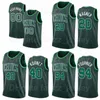 Ekran Baskılı Basketbol Robert Parish Jersey 00 Ray Allen 20 Kevin Garnett 21 Paul Pierce 34 Rajon Rondo 9 Yeşil Siyah Beyaz Gri