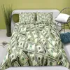 Sängkläder sätter lyx 3D Modernt valuta Print US Dollar RMB och Storbritannien Pound Coin Mönster Däcke täckning Kudde roliga rika män