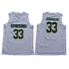 Homens 33 Magic Johnson College Jerseys White Green University Basketball Wear tamanho adulto Jersey Mix Order