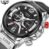 Zegarki Męskie Lige Top Brand Luxury Sports Watch Mężczyźni Moda Automatyczny Kalendarz Skórzany Wrist Watch dla Mężczyzn Black Male Clock 210517