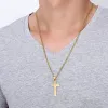 Délicat Hommes En Acier Inoxydable Croix Pendentif Colliers Hommes Lettre Gravée Avec Un Seul Coeur Religion Foi Crucifix Charme Chaîne En Titane Pour Cadeau