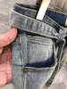 Luxurys mens designer jeans tunna bälte denim diamant dekoration broderi orm vintage byxor mode slim-ben hål motorcykel biker jean