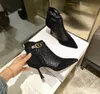 Patent Piedmont leather women's boots fashion pointed hollow belt buckle high heel 8cm naked boot sexy catwalk party net shoes luxury packaging box size 34-40
