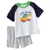 Digger Baby Jungen Pyjamas Anzüge Sommer T-Shirts Hose Kinder Kleidung Sets 100% Baumwolle Kinder Nachtwäsche Nachthemd T-shirts 210413