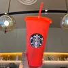 24oz färgbyte tumblers plast dricksjuice kopp med läpp och halm Magic Kaffe Kopp Costom Starbucks byte