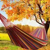 Outdoor Widen Portable Hanging Hammock Dormitory Lazy Chair Travel Camping Swing Chairs Thick Canvas Stripe Hang Bed Hammocks Double Single People TH0065