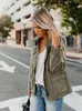 Tasarımlar Bayan Bahar Ceket Zip Up Giyim Kadın Giysileri Streetwear Sonbahar Coat Standı Yaka Rüzgarlık Yeşil Askeri JAC