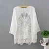 Lace sunscreen shirt beach shawl womens tops and blouses Half plus size white blouse women shirts 3165 50 210417