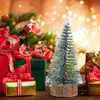 Kerstdecoraties Mini Frosted Tabletop Pine Tree met Hout Base Home Party Decoratie Ornamenten - 20cm # Q6