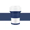 Tazze da caffè in silicone da 550 ml con coperchio Paglia da viaggio all'aperto Tazza da acqua portatile Tazza da campeggio Escursionismo Bottiglia d'acqua pieghevole Tazza da tazza 210611