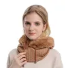 Berretti 3-in-1 da donna berretti lavorati a maglia 2022 inverno femminile scaldacollo sciarpa con cappuccio in pile spesso morbido cappuccio fazzoletto da collo con cappello con coulisse