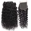 Brazilian Water Wave Human Hair Bundles with Lace Closure Unprocessed 4X4 Lace Closure With Water Wave Human Hair Extensions