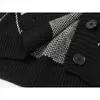 Gothic Style Fashion Oversized Black Cardigan For Women Sweater Long Sleeve V-neck Harajuku Loose Vintage Knitwear Tops Coat 211217