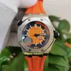 Excelente qualidade relógios verdes 42mm 15710 15710st.oo.a070ca.01 Dial laranja Dial de borracha natural pulseira de safira mecânica automática masculina de relógios de relógio masculino