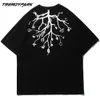 T-shirt dos homens criativos Árvore geométrica impresso Hip Hop Oversized Algodão Casual Harajuku Streetwear Top T-shirts 210601