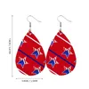 1pair American Flag Leather Earrings Five-pointed Star Fashion Jewelry Stripe Teardrop Statement Earrings Independence Day Gifts Q0709
