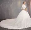 メインウェディングドレスドレス2022新しい花嫁レースミッドリーブビッグテールヘップバーン