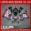 Kit de carrosserie pour HONDA CBR900 CBR954 RR CBR 954 900 RR CC 2002-2003 Corps 61No.173 CBR954RR CBR 900RR 954RR 900CC 02 03 CBR900RR CBR954-RR 2002 2003 Carénages rouge brillant noir