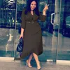 Women Dress Office Ladies Classy Irregular Length with Waist Belt Long Sleeve Modest Fashion Blazer Dresses Female Plus Size XXL 210416