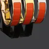 Bangle Women's Letter Geschenkbeschichtung 18K Gold Herren Farbe Emaille Designerjewelry Trend Letter Schnalle Armband für Liebe Titanium Stahlarmbänder Original Samtbeutel