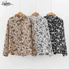 Spring Brev Printed Chiffon Blouse Women's Top Plus Size Streetwear Långärmad Cardigan Kvinnor Blusas 8264 50 210508