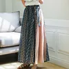 Korean Fashion Skirts Womens Woman Chiffon Long Women High-waist Pleated Print Midi Faldas Mujer Moda 210531