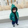 Kinderen Winter Warm Katoen Jassen Jongens Meisjes Bovenkleding Peuter Kids Cartoon Dinosaurus Hooded Jas Baby Short Thicken Kleding 211027