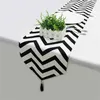 Black White Striped Table Runner Tea TV Cabinet cloth Home Decor Cover Cloth with Tassel Party Bed 210708