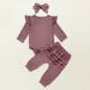 Nouveaux manches volantes Bowknot Baby Baby Babot Vêtements Pour Enfants Printemps Automne Bébé Vêtements Vêtements Pour bébé G1023