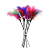 24時間出荷Chirstmas Cat Toys Kitten Pet Teaser 38cm Turkey Feather Interactive Stick Toy with Bell Chaser Wand C0610G2