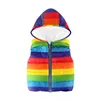 Rainbow Striped Детская Жилет одежды Детская Девушка Жилеты Пальто Мальчики Без Рукавов Куртка Бак Топ Топ Толстовки Детские Наряды Флис 2-7Y 210413