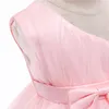 Tjejklänningar Baby Girls Födelsedag Klänning För 1 2 år Böbler Baptism Rosa Kläder Toddler Kid One Shoulder Elegant Dop Party Tutu Gown