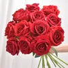 Flanelle à tige unique Rose Roses artificielles réalistes Fleurs pour la Saint-Valentin Mariage Douche nuptiale Décorations de jardin CCB12276