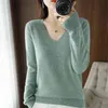 Autumn Winter Cashmere Sweater Women Keep Warm V-neck Pullovers Knitting Sweater Fashion Korean Long Sleeve Loose Tops 210918