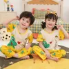 Été Enfants Pyjama Ensemble Pour Filles Mignon Vêtements De Nuit 6 8 10 12 Ans Dessin Animé Enfants Garçons Coton Pyjama Avec Des Dinosaures En Gros 210908