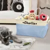 Storage Bags Personalized Pet Dog Toy Basket Canvas Bag Foldable Toys Linen Box Bins Accessories