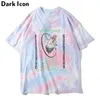 Tie Dye Parted Street Tshirt Мужчины Женщины Летом Круглая Шея Хип-хоп Футболка Хлопок Тройник Футболки Уличная Одежда 210603