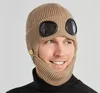 Pilot glazen muts voor mannen en vrouwen schedel caps met masker pluche dikke wollen hoeden winter winddicht gebreide dop