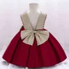 2021 Formalny chrzcielski Dress 1st Urodziny Sukienka Dla Baby Girl Clothig Bow Księżniczka Sukienki Eleganckie Party Dress Backless 1 2 5 Year G1129