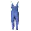 Kvinnors Jumpsuits Rompers Feitong Kvinnor Jumpsuit Lång Elegant dragkedja Fickor Ärmlesee Justerat Rem Hög midja Bomull Mode Sommar # 4