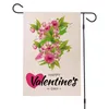 Valentinstag-Gartenbanner-Flaggen „Love Happy Courtyard“-Leinen, doppelseitiger Druck, Rosenblumen-Flagge