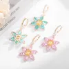 2021 tendance marque bijoux luxe mariage fleur boucles d'oreilles cubique zircone balancent tempérament doux boucles d'oreilles pour les femmes